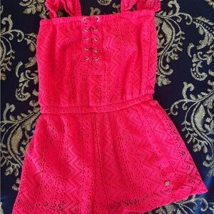 Limited Too Vibrant Pink Lace Romper